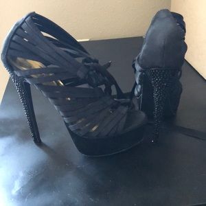 Bebe lace up Rhinestone Heels